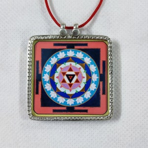 Handmade Sterling Silver Kali Yantra Pendant: Hindu Goddess Religious Jewelry