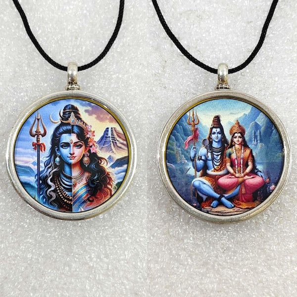 Handmade Sterling Silver Shiva Shakti Pendant: Religious Photo Print
