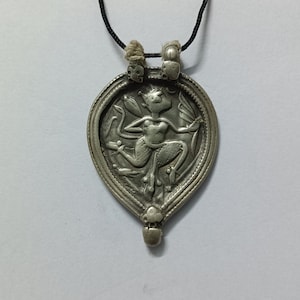 Vintage Silver Hanuman Pendant: Hindu God Necklace, Rajasthan Tribal Jewelry