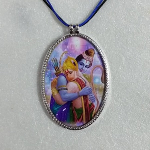 Handmade Sterling Silver Ram & Hanuman Pendant Necklace: Indian Deity Charm