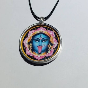 Handmade Sterling Silver Kali Mata Pendant: Hindu Goddess Necklace