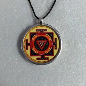 Handmade Sterling Silver Kali Yantra Pendant: Hindu Goddess Necklace