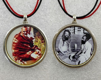 Sterling Silver Neem Karoli Baba Reversible Photo Pendant
