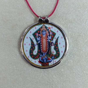 Handmade Sterling Silver Kali Mata Pendant: Hindu Goddess Charm Necklace