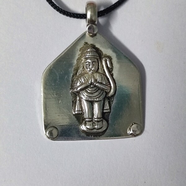 Handmade Hammered 92.5 Sterling Silver Hindu Powerful God Veer Hanuman ji Tribal Charm Unique Tribal Pendant.