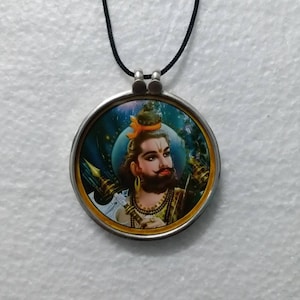 Handgemaakte 92,5 sterlingzilver Lord Parshuram wordt beschouwd als de zesde incarnatie van Lord Sri Hari Vishnu Religieuze glazen hanger