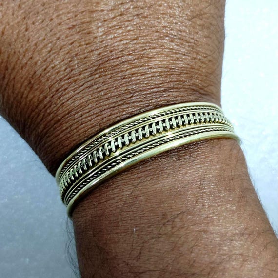 Handmade Yellow Brass Bracelet Flexible Adjustable and Comfortable