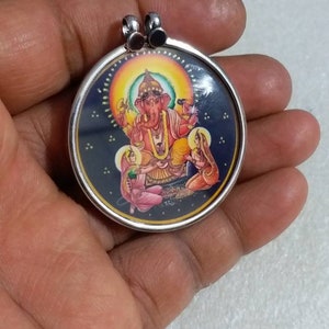 Ganesha-hängehalsband i sterlingsilver: Hinduiskt religiöst fototryck bild 2