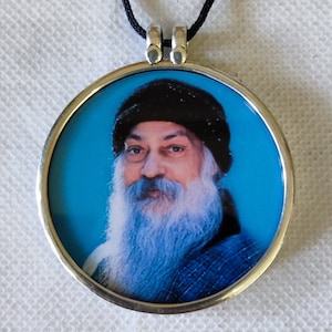 Handmade Sterling Silver Osho Photo Pendant: Spiritual Yoga Guru Necklace