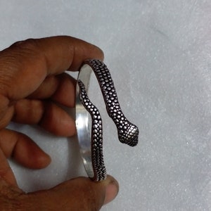 Solid Brass on Silver Polish Handmade Beautiful Hindu Deity God Shiva Snake Lovely Flexible And Adjustable Very Comfortable Bracelet Kada