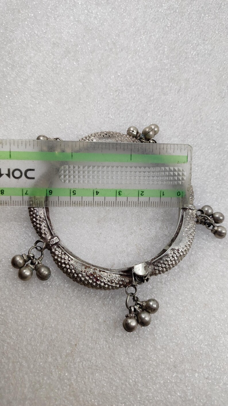 Vintage Silver Dangle Bangle: Handmade Indian Banjara Tribal Bracelet ...