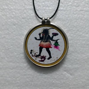 Handmade Sterling Silver Kali Maa Pendant: Hindu Goddess Necklace
