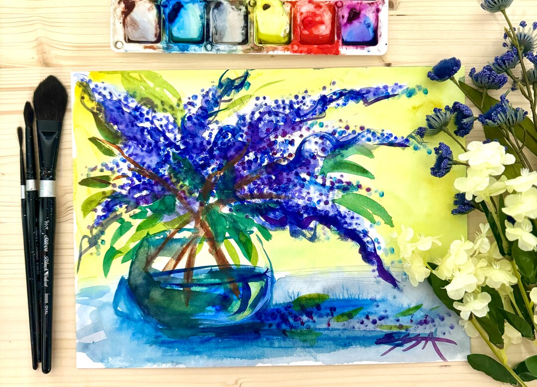 Lavender Lilacs in Vase (original Design by Cinnamon Cooney, the Art ...