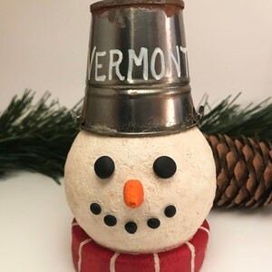 Vermont Schneemann Dekor / Ornament / Souvenir - Ahornsirup Souvenir - Handgemachter Weihnachtsdekor - Vintage Schneemann