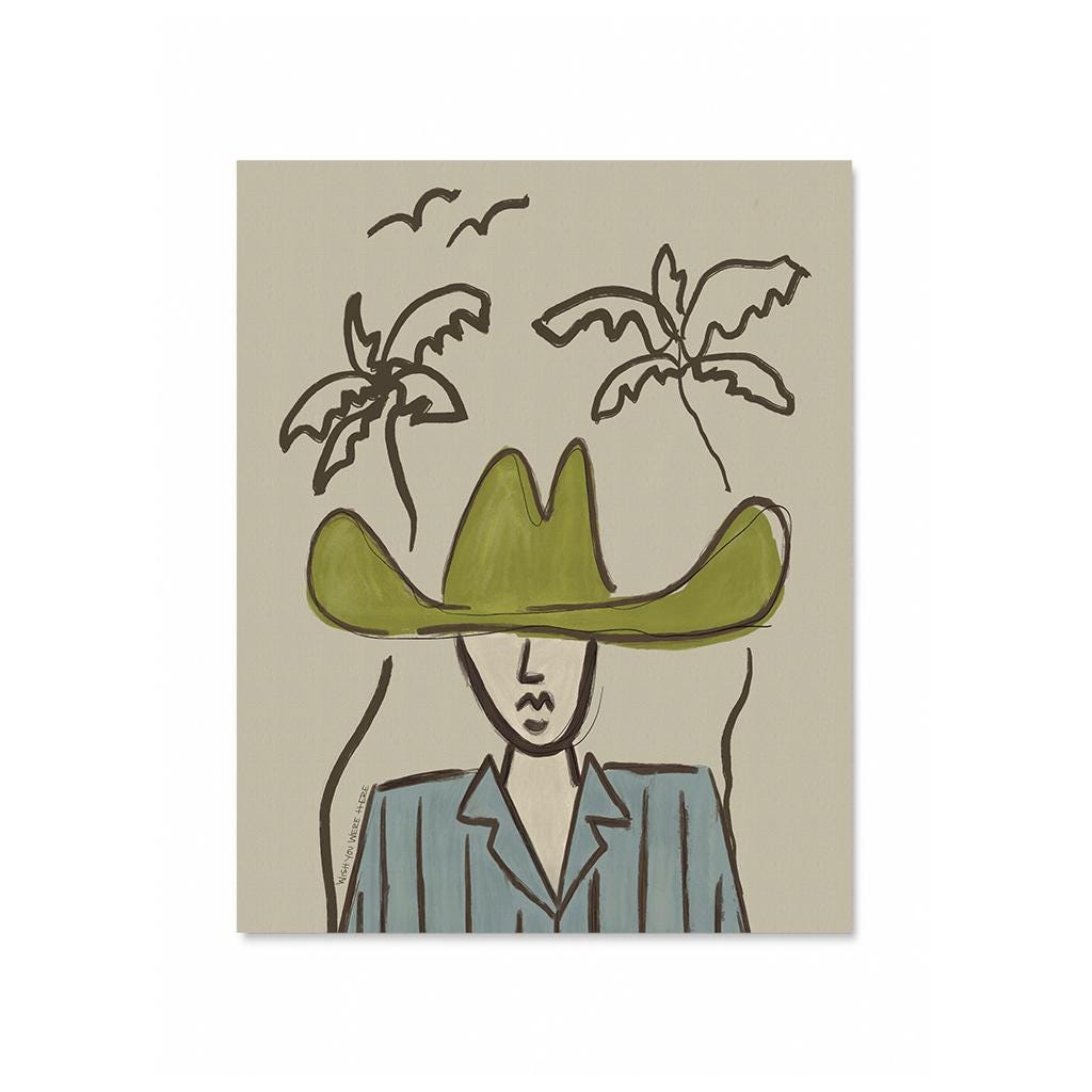 Coastal Cowboy 02 Art Print - Western Art - Eclectic Art - Tropical
