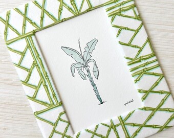 Palm Tree Watercolor Print in a Bamboo Pattern 8 x 10 Mat