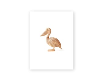 Rattan Pelican Print - Raffia Wicker Animal Photographic Print - Tropical Art