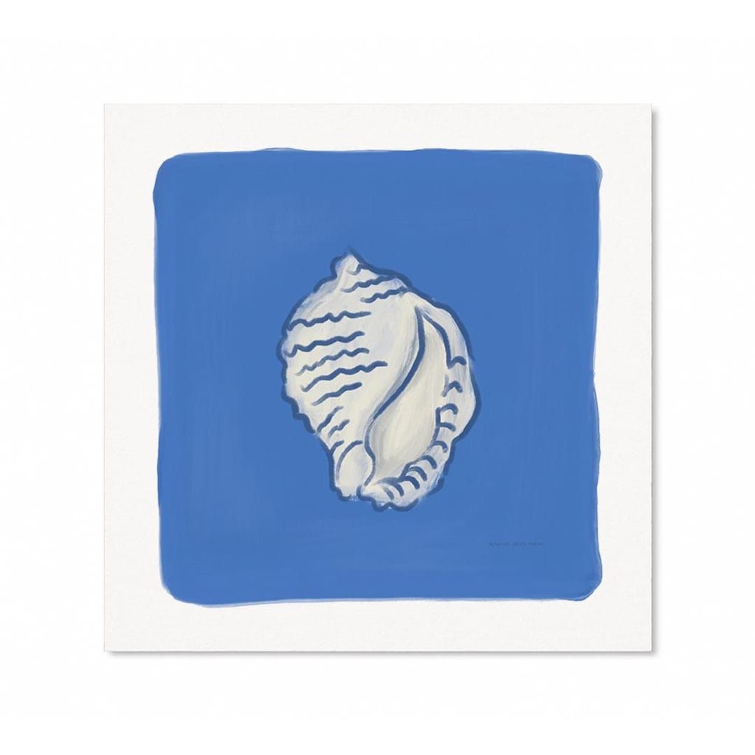 Shells Funky Funky Blue Shell Art Print - Cool Coastal Tropical Home Decor - Etsy