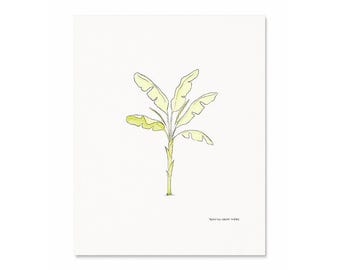 Lime Green Palm Tree Print on Fine Art Paper - Coastal Watercolor - Colorful Palm Tree Painting