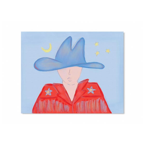 Red Cowboy Art Print - Western Colorful Cowboy - Funky Art Print