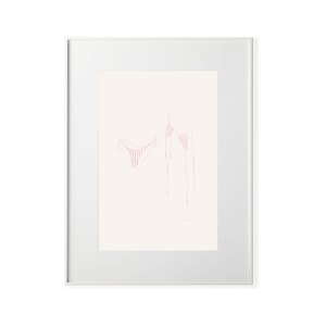 Skinny Dip Stripe Pink - Dibujo de línea de bikini de rayas - Impresión de arte de dibujo de línea - Impresión de playa - Impresión de dibujo de línea