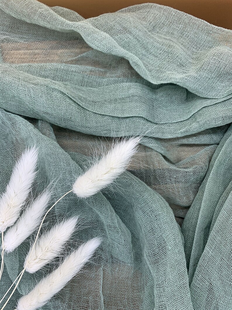 Sage Green Gauze Table Runner Boho Wedding Decor Sage Etsy