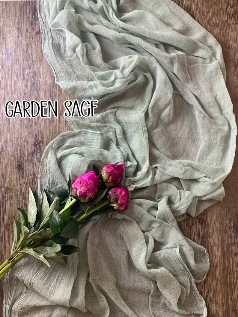 Sage Green Gauze Table Runner Boho Wedding Decor Sage Etsy