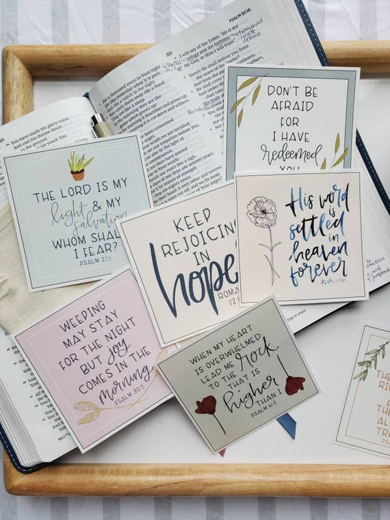 Scripture Card Set Prints Art & Collectibles Word Garden Studio Set of 8 Verse Cards for ...