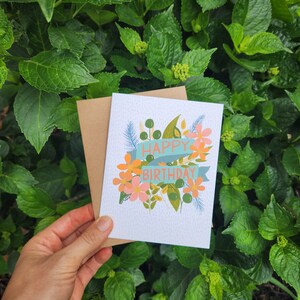 Happy Birthday Banner with Flowers Card