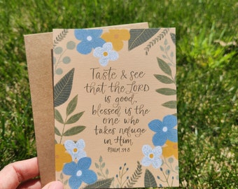 Taste and See that the Lord is Good Card | Bible Verse Greeting Card | Psalm 34:8