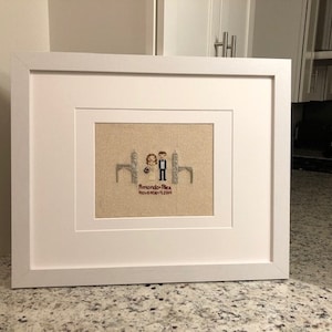 Custom Cross Stitch Portrait Wedding Guest Book