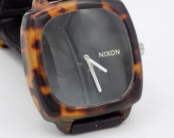 NIXON Watch/Square Watch/VINTAGE Clubmaster/Tortoiseshell Acetate/Sliding Watch/Fashion Watch/Unique Original Style/Gift Idea.