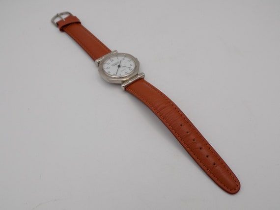 Montre Detours En France Vintage - Quartz, Boîtier Acier 33mm, Bracelet Cuir Marron, Occasion Bon état
