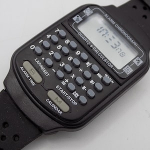 Alarm Chronograph, Rectangular Chronograph, Digital Chronograph, 80s, Chronograph and Calculator, Black Frame, Collection