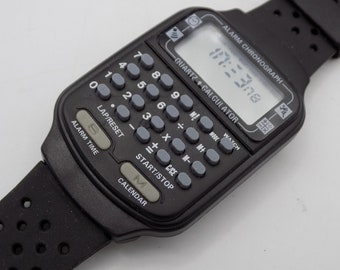 Alarm Chronograph, Rectangular Chronograph, Digital Chronograph, 80s, Chronograph and Calculator, Black Frame, Collection