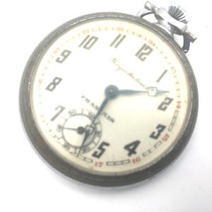 Regulator, Gaussent watch, Original watch, French watch, Portable on chain, Steel, Enamel front, Gaussent watch on chain