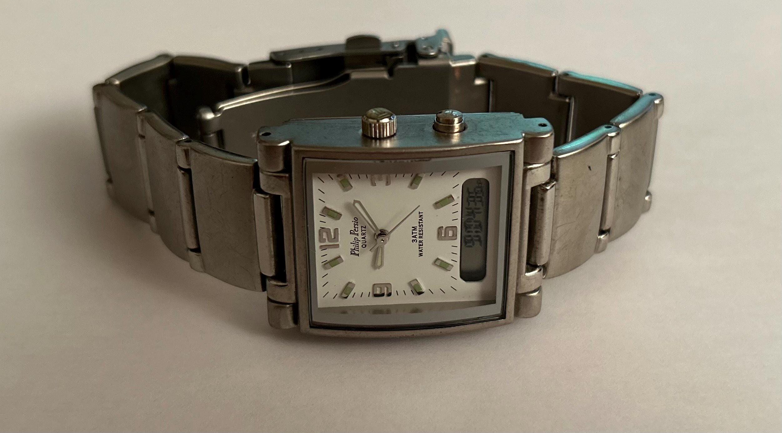 Montre Philip Persio 3 TM - Water Resistant - Bracelet Argenté Alliage - Quartz - Occasion (état Photo)