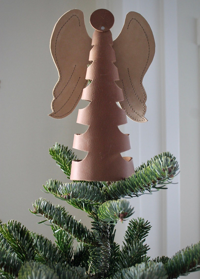 Handcrafted Sable Leather Angel Tree Topper more colors