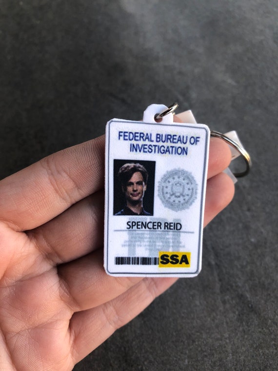 Spencer Reid Fbi Badge Keychain Matthew Gray Gubler Beadsbyisabella Etsy