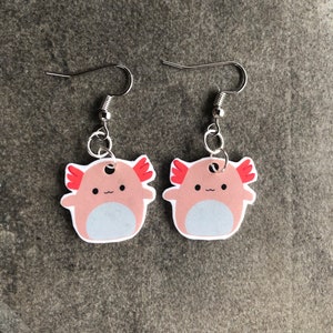 Archie The Axolotl Squishmallow earrings beadsbyisabella