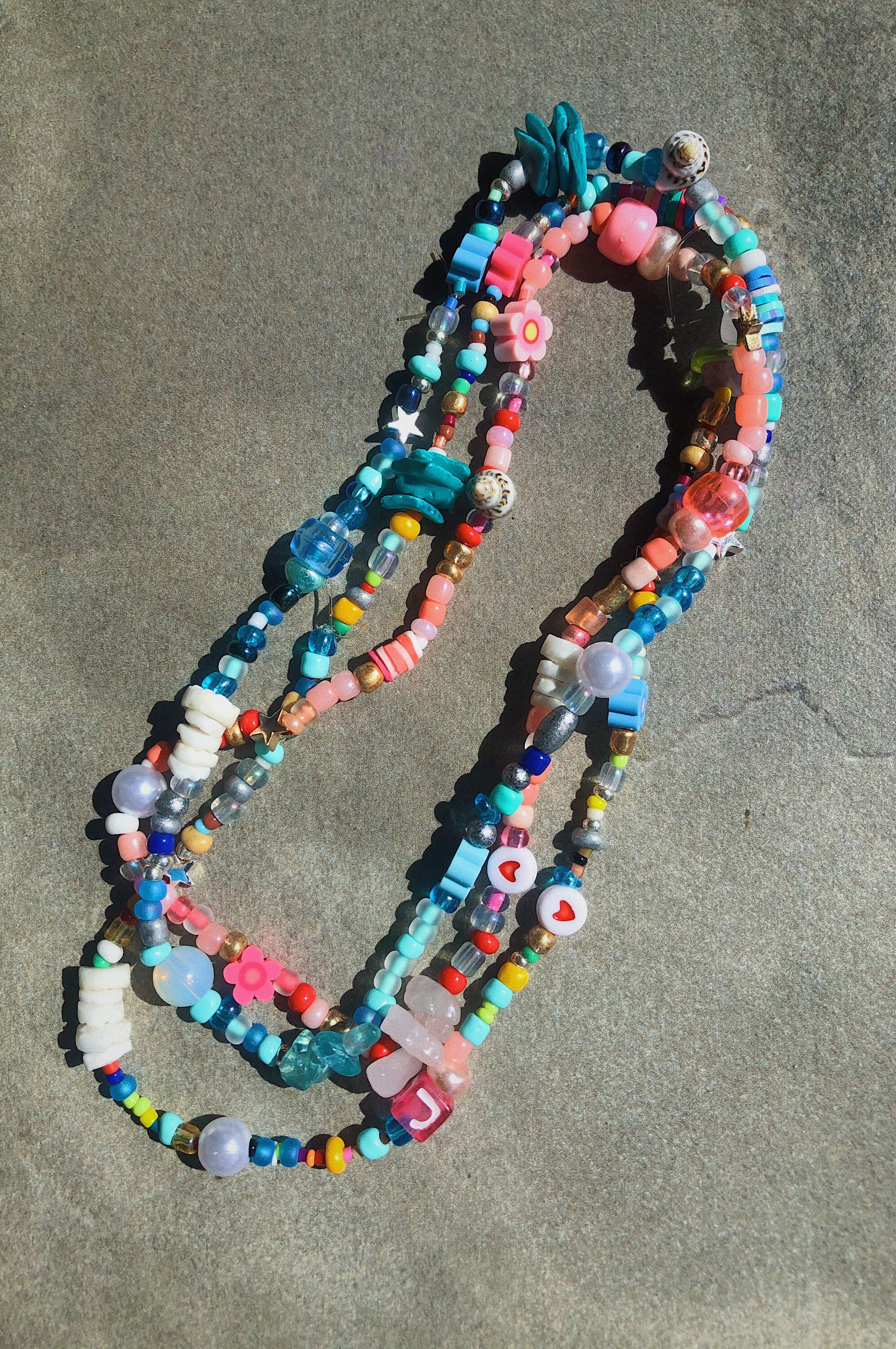 Blue trendy funky colorful beaded choker necklace tiktok Etsy