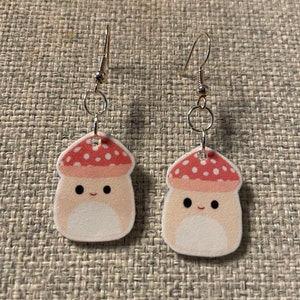 Malcom the mushroom squishmallow earrings beadsbyisabella