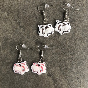 Strawberry cow pillow pet and chocolate milkshake cow earrings beadsbyisabella