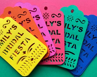 Personalized Papel Picado Favor Tags, Wedding Fiesta Favor Tags, Coco Party Favor Tags, Fiesta Tags, Party Favor Tags (24 Count)