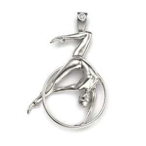 Luftreifen Silber Anhänger, Lyra Zirkus Schmuck, Ring Gymnastik, acrobatica Zircus Geschenk