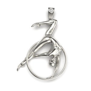 Aerial hoop Silver pendant, lyra Circus jewelry, ring gymnastic acrobatic, acrobatica Zircus present image 1