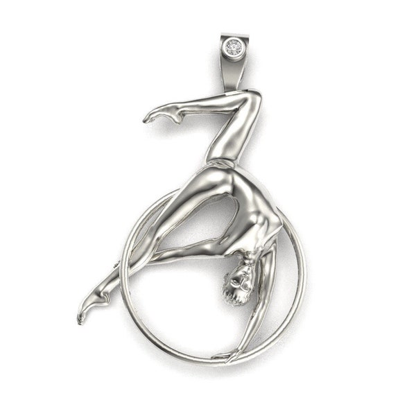 Aerial hoop Silver pendant, lyra Circus jewelry, ring gymnastic acrobatic, acrobatica Zircus present
