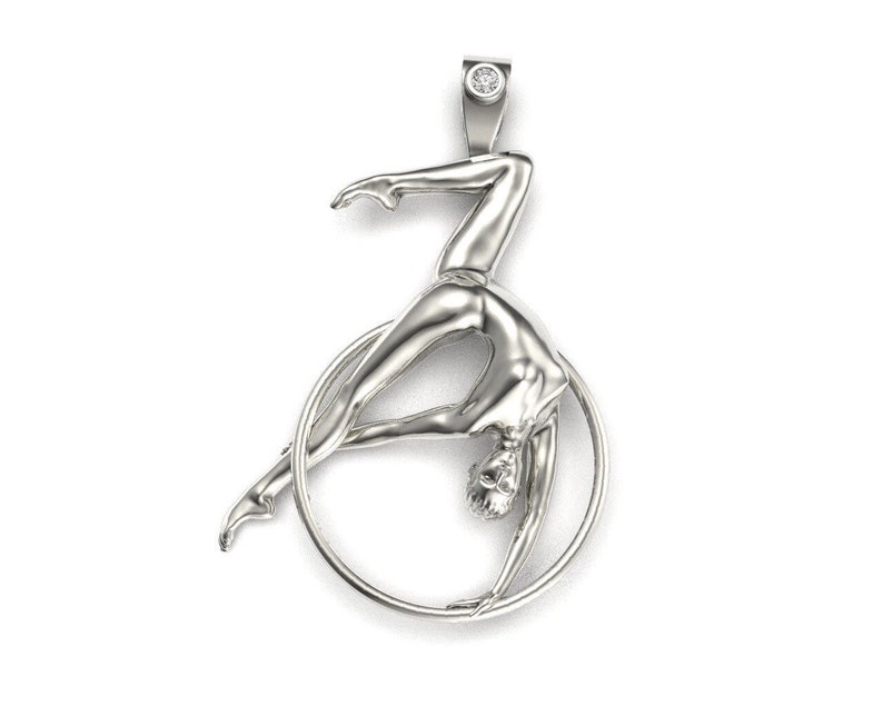 Aerial hoop Silver pendant, lyra Circus jewelry, ring gymnastic acrobatic, acrobatica Zircus present image 1