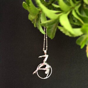 Aerial hoop Silver pendant, lyra Circus jewelry, ring gymnastic acrobatic, acrobatica Zircus present image 9