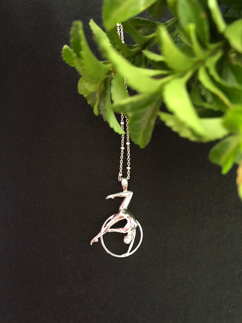 Aerial hoop Silver pendant, lyra Circus jewelry, ring gymnastic acrobatic, acrobatica Zircus present image 9